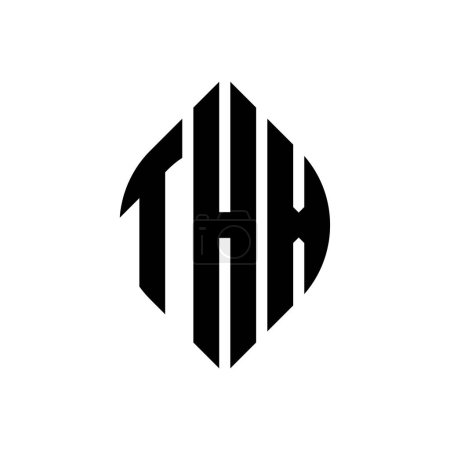 Ilustración de Diseño de logotipo de letra de círculo THX con forma de círculo y elipse. THX elipse letras con estilo tipográfico. Las tres iniciales forman un logotipo circular. THX círculo emblema abstracto monograma carta marca vector. - Imagen libre de derechos
