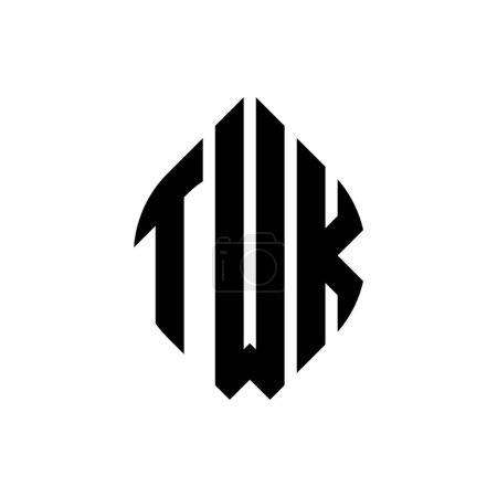 Ilustración de Diseño del logotipo de la letra del círculo TWK con forma de círculo y elipse. Letras elipse TWK con estilo tipográfico. Las tres iniciales forman un logotipo circular. TWK Circle Emblema Abstracto Monograma Carta Marca Vector. - Imagen libre de derechos