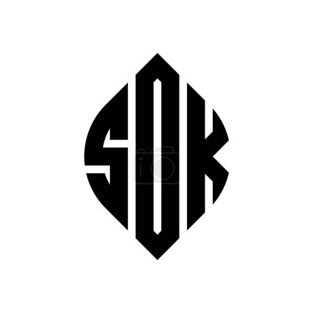 SDK Kreis Buchstabe Logo-Design mit Kreis und Ellipsenform. SDK-Ellipsenbuchstaben mit typografischem Stil. Die drei Initialen bilden ein Kreis-Logo. SDK Kreis Emblem Abstraktes Monogramm Buchstabe Mark Vector.
