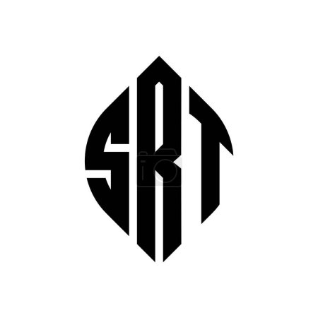 SRT cercle lettre logo design avec cercle et ellipse forme. Lettres à ellipse SRT avec style typographique. Les trois initiales forment un logo circulaire. SRT Circle Emblème Résumé Lettre monogramme Mark Vector.