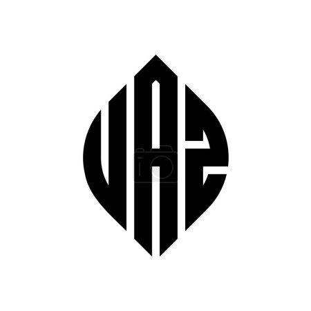 Ilustración de Diseño del logotipo de la letra del círculo de UAZ con forma de círculo y elipse. Letras elipse UAZ con estilo tipográfico. Las tres iniciales forman un logotipo circular. Emblema del círculo de UAZ Vector abstracto de la marca de la letra del monograma. - Imagen libre de derechos