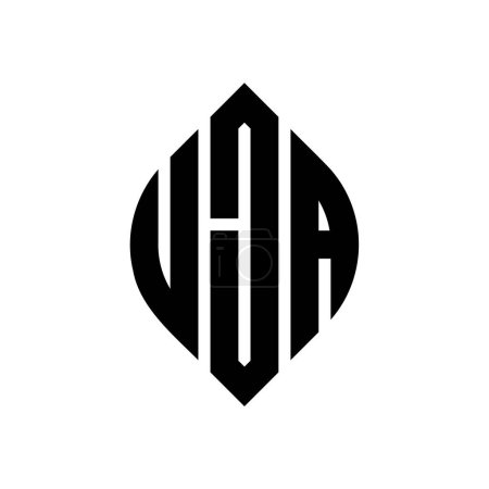 Ilustración de Diseño del logotipo de la letra del círculo UJA con forma de círculo y elipse. UJA elipse letras con estilo tipográfico. Las tres iniciales forman un logotipo circular. UJA Circle Emblema Monograma Abstracto Carta Marca Vector. - Imagen libre de derechos