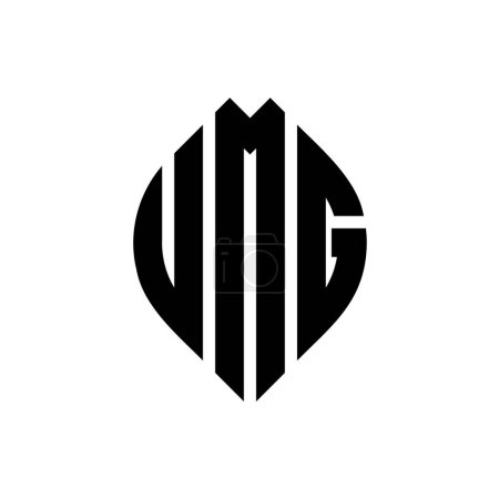 Ilustración de UMG círculo letra logo diseño con forma de círculo y elipse. UMG elipse letras con estilo tipográfico. Las tres iniciales forman un logotipo circular. UMG círculo emblema abstracto monograma carta marca vector. - Imagen libre de derechos