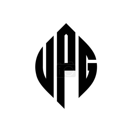 Ilustración de Diseño del logotipo de la letra del círculo UPG con forma de círculo y elipse. Letras elipse UPG con estilo tipográfico. Las tres iniciales forman un logotipo circular. UPG Circle Emblema Monograma abstracto Carta Marca Vector. - Imagen libre de derechos