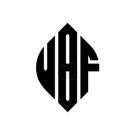 Ilustración de Diseño del logotipo de la letra del círculo VBF con forma de círculo y elipse. Letras elipse VBF con estilo tipográfico. Las tres iniciales forman un logotipo circular. VBF Emblema del círculo Monograma abstracto Carta Marca Vector. - Imagen libre de derechos