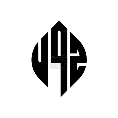 Ilustración de Diseño del logotipo de la letra del círculo VQZ con forma de círculo y elipse. Letras elipse VQZ con estilo tipográfico. Las tres iniciales forman un logotipo circular. VQZ Circle Emblema Abstracto Monograma Carta Marca Vector. - Imagen libre de derechos