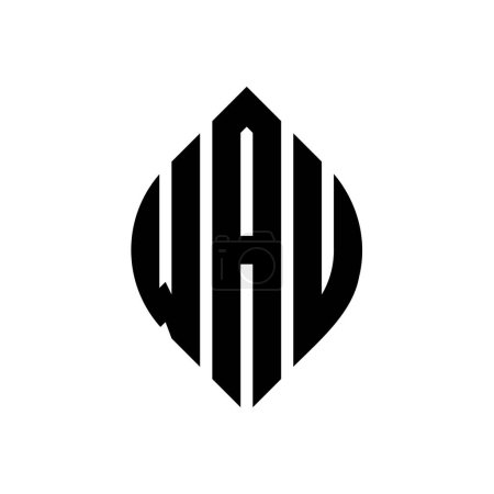 Téléchargez les illustrations : WAU cercle lettre logo design avec cercle et ellipse forme. WAU ellipse lettres avec le style typographique. Les trois initiales forment un logo circulaire. WAU Circle Emblem Résumé Lettre monogramme Mark Vector. - en licence libre de droit