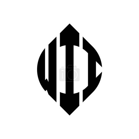 Ilustración de Diseño del logotipo de la letra del círculo WII con forma de círculo y elipse. WII elipse letras con estilo tipográfico. Las tres iniciales forman un logotipo circular. WII Circle Emblema Monograma abstracto Carta Marca Vector. - Imagen libre de derechos