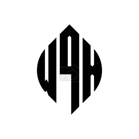 Ilustración de Diseño del logotipo de letra circular WQX con forma de círculo y elipse. Letras elipse WQX con estilo tipográfico. Las tres iniciales forman un logotipo circular. WQX Circle Emblema Abstracto Monograma Carta Marca Vector. - Imagen libre de derechos