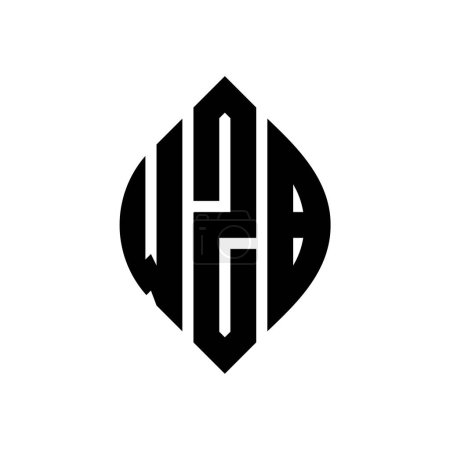 Ilustración de Diseño del logotipo de letra circular WZB con forma de círculo y elipse. Letras elipse WZB con estilo tipográfico. Las tres iniciales forman un logotipo circular. WZB Circle Emblema Monograma abstracto Carta Marca Vector. - Imagen libre de derechos