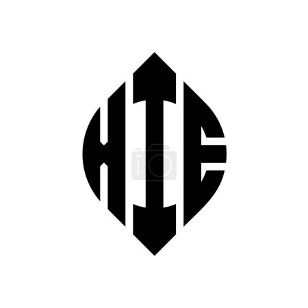Ilustración de Diseño del logotipo de la letra del círculo XIE con forma de círculo y elipse. Letras elipse XIE con estilo tipográfico. Las tres iniciales forman un logotipo circular. XIE Circle Emblema Monograma abstracto Carta Marca Vector. - Imagen libre de derechos