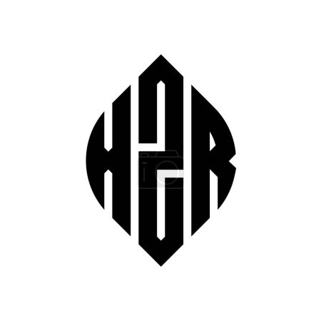 Ilustración de Diseño del logotipo de la letra del círculo XZR con forma de círculo y elipse. Letras elipse XZR con estilo tipográfico. Las tres iniciales forman un logotipo circular. XZR círculo emblema abstracto monograma carta marca vector. - Imagen libre de derechos