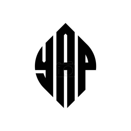 Ilustración de Diseño del logotipo de la letra del círculo YAP con forma de círculo y elipse. YAP elipse letras con estilo tipográfico. Las tres iniciales forman un logotipo circular. Emblema del círculo YAP Monograma abstracto Carta Marca Vector. - Imagen libre de derechos