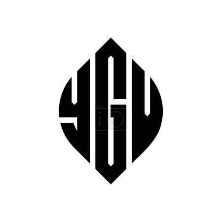 Ilustración de Diseño de logotipo de letra de círculo YGV con forma de círculo y elipse. YGV elipse letras con estilo tipográfico. Las tres iniciales forman un logotipo circular. YGV Circle Emblema Abstracto Monograma Carta Marca Vector. - Imagen libre de derechos