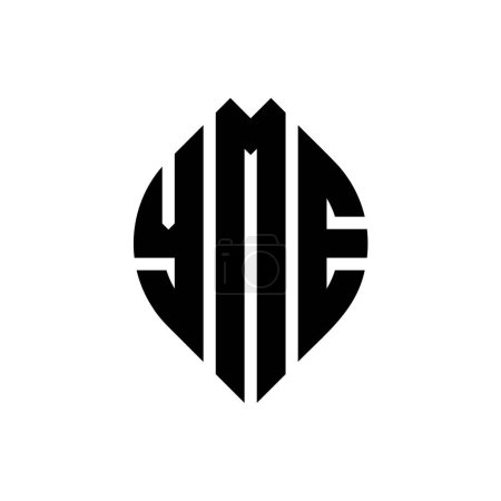 Ilustración de Diseño del logotipo de la letra del círculo YME con forma de círculo y elipse. YME elipse letras con estilo tipográfico. Las tres iniciales forman un logotipo circular. YME Circle Emblema Monograma Abstracto Carta Marca Vector. - Imagen libre de derechos