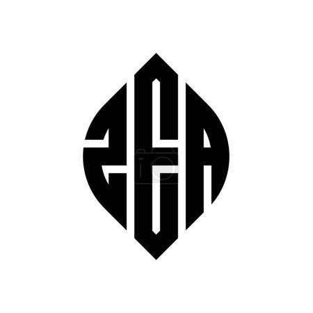 Ilustración de Diseño del logotipo de la letra del círculo ZEA con forma de círculo y elipse. ZEA elipse letras con estilo tipográfico. Las tres iniciales forman un logotipo circular. ZEA Circle Emblema Monograma abstracto Carta Marca Vector. - Imagen libre de derechos