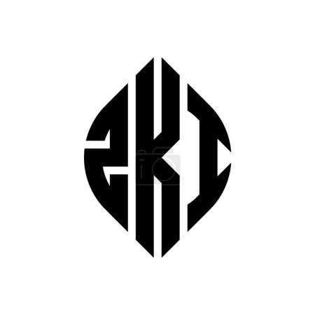Ilustración de ZKI círculo letra logo diseño con forma de círculo y elipse. ZKI elipse letras con estilo tipográfico. Las tres iniciales forman un logotipo circular. ZKI Circle Emblema Monograma abstracto Carta Marca Vector. - Imagen libre de derechos