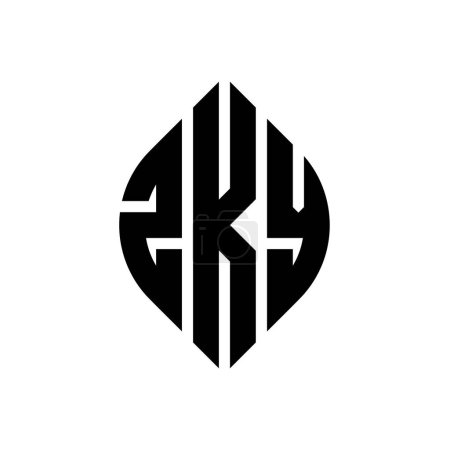 Ilustración de ZKY círculo letra logo diseño con forma de círculo y elipse. Letras elipse ZKY con estilo tipográfico. Las tres iniciales forman un logotipo circular. ZKY Circle Emblema Monograma abstracto Carta Marca Vector. - Imagen libre de derechos