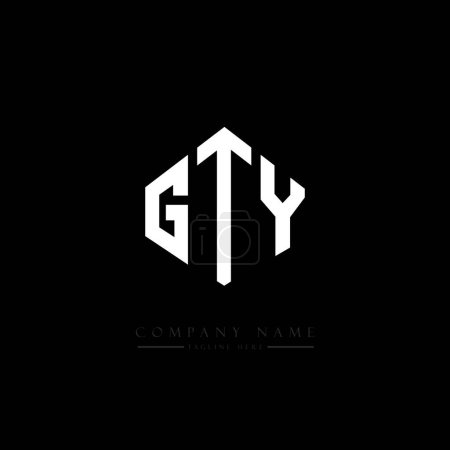 Illustration for GTY letter logo design with polygon shape. GTY polygon and cube shape logo design. GTY hexagon vector logo template white and black colors. GTY monogram, business and real estate logo. - Royalty Free Image