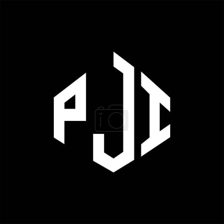 Illustration for PJI letter logo design with polygon shape. PJI polygon and cube shape logo design. PJI hexagon vector logo template white and black colors. PJI monogram, business and real estate logo. - Royalty Free Image