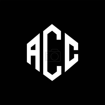 Illustration for ACC letter logo design with polygon shape. ACC polygon and cube shape logo design. ACC hexagon vector logo template white and black colors. ACC monogram, business and real estate logo. - Royalty Free Image