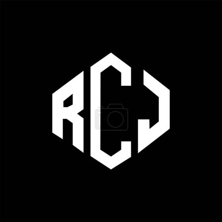 Illustration for RCJ letter logo design with polygon shape. RCJ polygon and cube shape logo design. RCJ hexagon vector logo template white and black colors. RCJ monogram, business and real estate logo. - Royalty Free Image