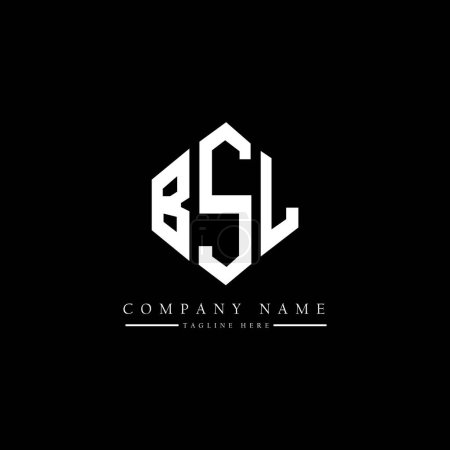 Illustration for BSL letter logo design with polygon shape. BSL polygon and cube shape logo design. BSL hexagon vector logo template white and black colors. BSL monogram, business and real estate logo. - Royalty Free Image