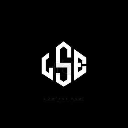 Illustration for LSE letter logo design with polygon shape. LSE polygon and cube shape logo design. LSE hexagon vector logo template white and black colors. LSE monogram, business and real estate logo. - Royalty Free Image