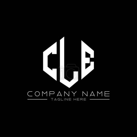 Illustration for CLE letter logo design with polygon shape. CLE polygon and cube shape logo design. CLE hexagon vector logo template white and black colors. CLE monogram, business and real estate logo. - Royalty Free Image