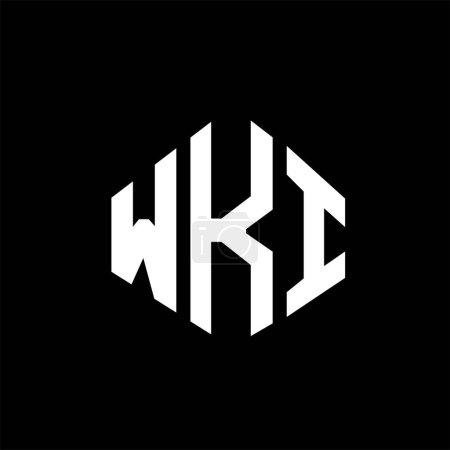 Illustration for WKI letter logo design with polygon shape. WKI polygon and cube shape logo design. WKI hexagon vector logo template white and black colors. WKI monogram, business and real estate logo. - Royalty Free Image