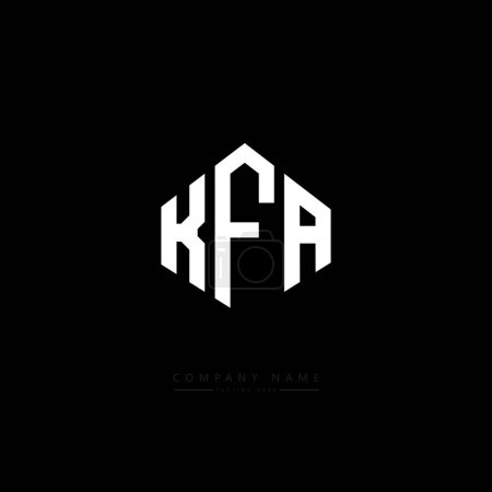 Illustration for KFA letter logo design with polygon shape. KFA polygon and cube shape logo design. KFA hexagon vector logo template white and black colors. KFA monogram, business and real estate logo. - Royalty Free Image