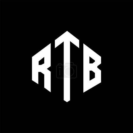 Illustration for RTB letter logo design with polygon shape. RTB polygon and cube shape logo design. RTB hexagon vector logo template white and black colors. RTB monogram, business and real estate logo. - Royalty Free Image