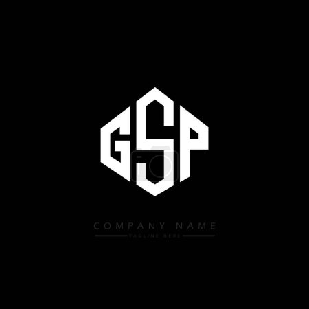 Illustration for GSP letter logo design with polygon shape. GSP polygon and cube shape logo design. GSP hexagon vector logo template white and black colors. GSP monogram, business and real estate logo. - Royalty Free Image