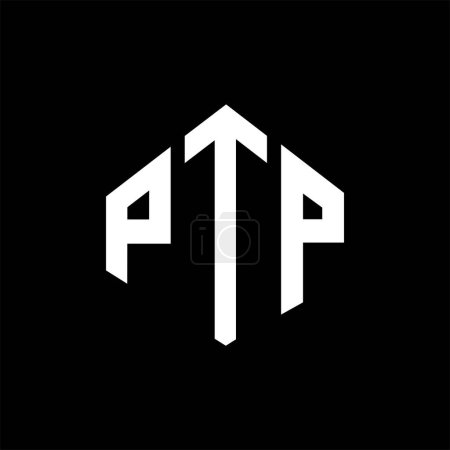 Ilustración de Diseño del logotipo de la letra PTP con forma de polígono. Diseño del logotipo en forma de polígono y cubo PTP. Plantilla de logotipo de hexágono PTP colores blanco y negro. Monograma PTP, logotipo de negocios e inmuebles. - Imagen libre de derechos