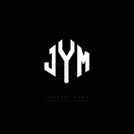 Illustration for JYM letter logo design with polygon shape. JYM polygon and cube shape logo design. JYM hexagon vector logo template white and black colors. JYM monogram, business and real estate logo. - Royalty Free Image