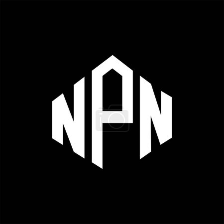 Téléchargez les illustrations : NPN lettre logo design avec forme de polygone. Conception de logo en forme de polygone et de cube NPN. Modèle de logo vectoriel NPN hexagone couleurs blanches et noires. Monogramme NPN, logo commercial et immobilier. - en licence libre de droit