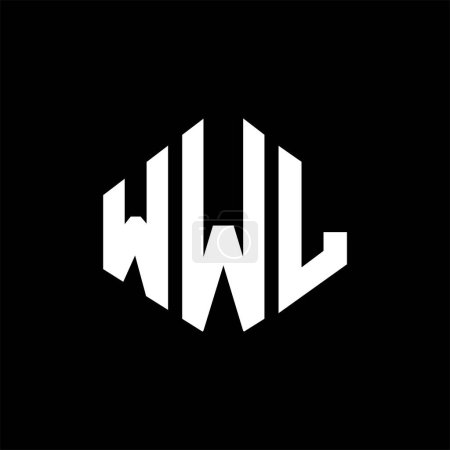 Illustration for WWL letter logo design with polygon shape. WWL polygon and cube shape logo design. WWL hexagon vector logo template white and black colors. WWL monogram, business and real estate logo. - Royalty Free Image