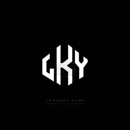 Illustration for LKY letter logo design with polygon shape. LKY polygon and cube shape logo design. LKY hexagon vector logo template white and black colors. LKY monogram, business and real estate logo. - Royalty Free Image