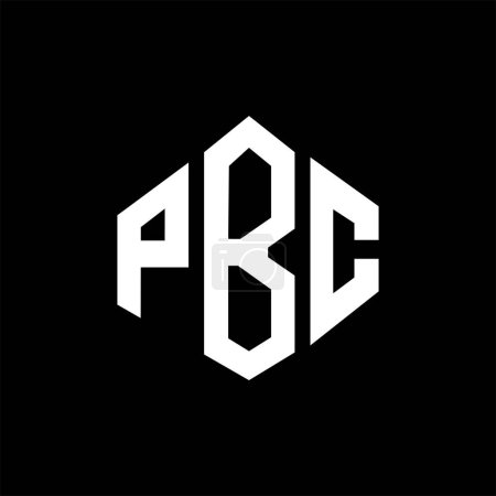 Illustration for PBC letter logo design with polygon shape. PBC polygon and cube shape logo design. PBC hexagon vector logo template white and black colors. PBC monogram, business and real estate logo. - Royalty Free Image