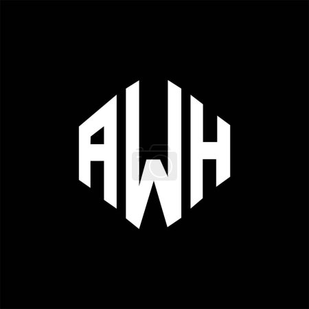 Ilustración de Diseño de logotipo de letra AWH con forma de polígono. Diseño de logotipo en forma de polígono y cubo AWH. AWH hexágono vector logotipo plantilla blanco y negro colores. Monograma AWH, logotipo de negocios e inmuebles. - Imagen libre de derechos