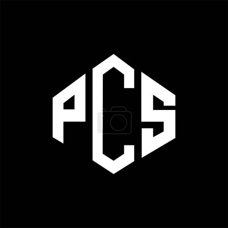 Illustration for PCS letter logo design with polygon shape. PCS polygon and cube shape logo design. PCS hexagon vector logo template white and black colors. PCS monogram, business and real estate logo. - Royalty Free Image