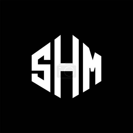 Illustration for SHM letter logo design with polygon shape. SHM polygon and cube shape logo design. SHM hexagon vector logo template white and black colors. SHM monogram, business and real estate logo. - Royalty Free Image