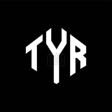 Illustration for TYR letter logo design with polygon shape. TYR polygon and cube shape logo design. TYR hexagon vector logo template white and black colors. TYR monogram, business and real estate logo. - Royalty Free Image