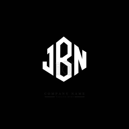 Ilustración de JBN letter logo design with polygon shape. JBN polygon and cube shape logo design. JBN hexagon vector logo template white and black colors. JBN monogram, business and real estate logo. - Imagen libre de derechos