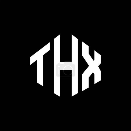 Ilustración de Diseño de logotipo de letra THX con forma de polígono. Diseño de logotipo en forma de polígono y cubo THX. THX hexágono vector logotipo plantilla blanco y negro colores. Monograma THX, logotipo de negocios e inmuebles. - Imagen libre de derechos