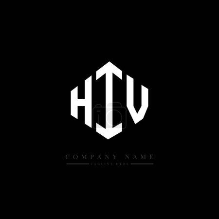 Illustration for HIV letter logo design with polygon shape. HIV polygon and cube shape logo design. HIV hexagon vector logo template white and black colors. HIV monogram, business and real estate logo. - Royalty Free Image