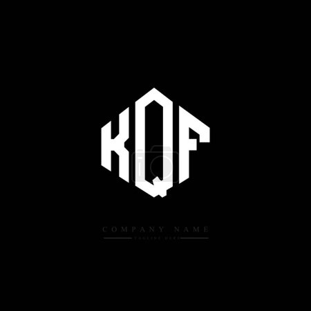 Ilustración de KQF letter logo design with polygon shape. KQF polygon and cube shape logo design. KQF hexagon vector logo template white and black colors. KQF monogram, business and real estate logo. - Imagen libre de derechos