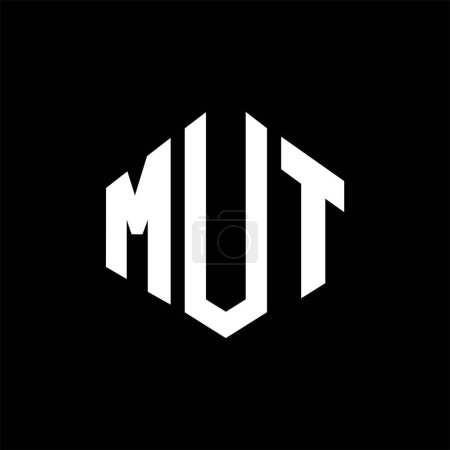 Illustration for MUT letter logo design with polygon shape. MUT polygon and cube shape logo design. MUT hexagon vector logo template white and black colors. MUT monogram, business and real estate logo. - Royalty Free Image