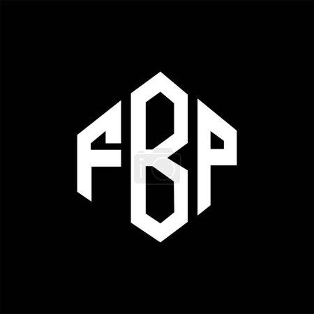 Ilustración de FBP letter logo design with polygon shape. FBP polygon and cube shape logo design. FBP hexagon vector logo template white and black colors. FBP monogram, business and real estate logo. - Imagen libre de derechos