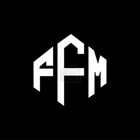 Illustration for FFM letter logo design with polygon shape. FFM polygon and cube shape logo design. FFM hexagon vector logo template white and black colors. FFM monogram, business and real estate logo. - Royalty Free Image